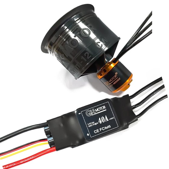 Original QX-MOTOR 50MM EDF 12 Blades Ducted Fan QF2611 3300KV/4000KV/4600KV Brushless Motor CW CCW With 40A ESC for RC Aircraft
